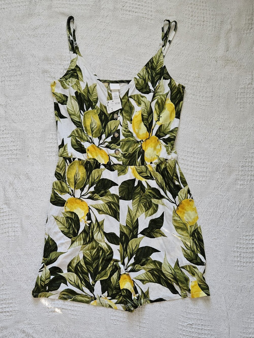 NEW H&M Lemon Print Romper Viscose Womens Medium